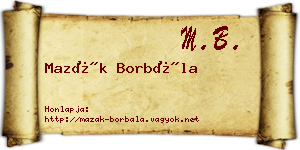Mazák Borbála névjegykártya